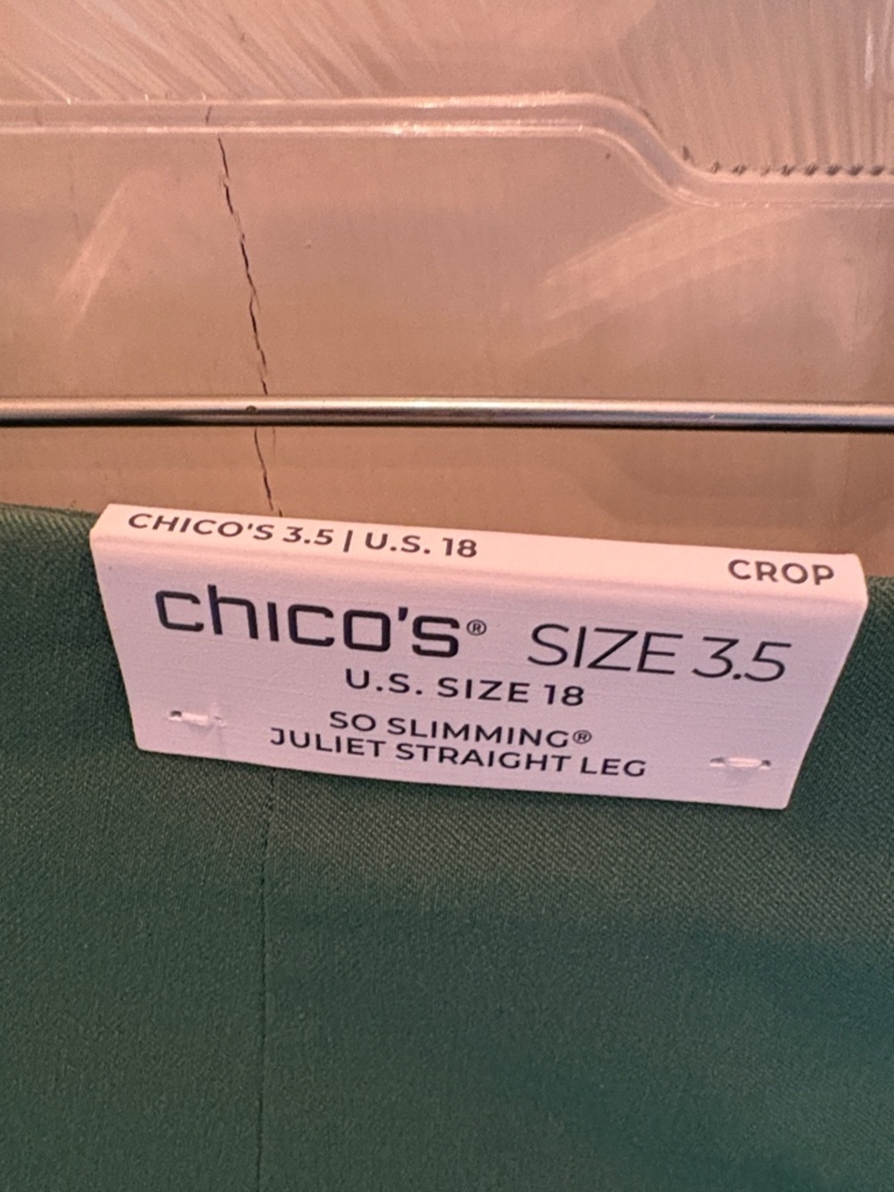 NWT Chico’s Green Crop Pants - Picture 2 of 3